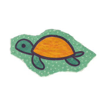 PNG Colorful turtle illustration on fabric.