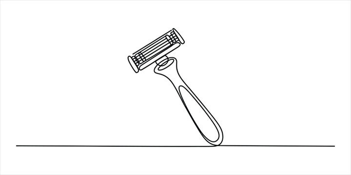 Single continuous line drawing of a manual shaving razor for men or women grooming