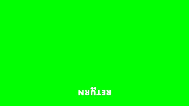 Animated Video Player Interface Text Elements with Arrows on Chroma Key Green Screen Background