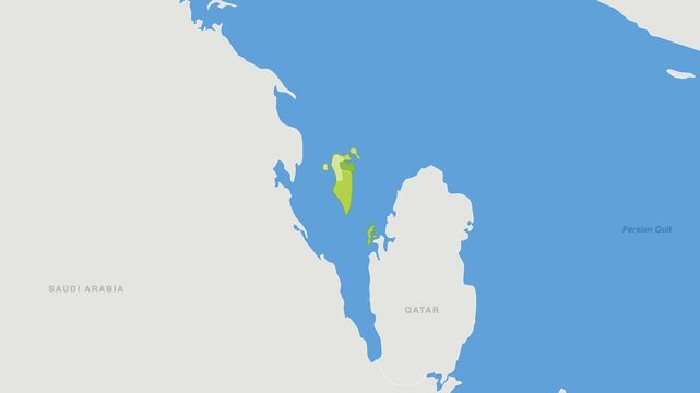 Bahrain political map zoom animation over Western Asia 4K