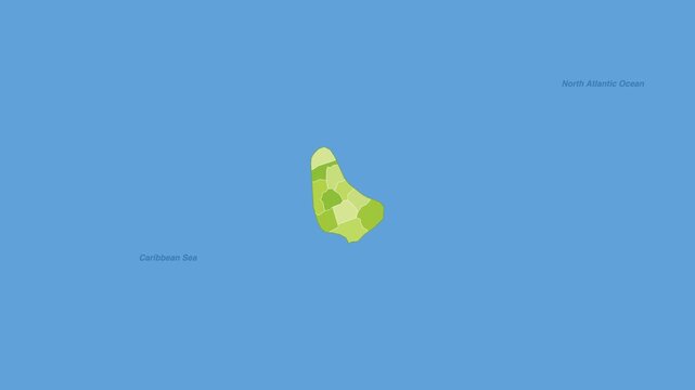 Barbados political map zoom animation over Caribbean 4K