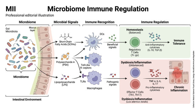 Gut Microbiome Immune Regulation Pathway and Inflammatory Response