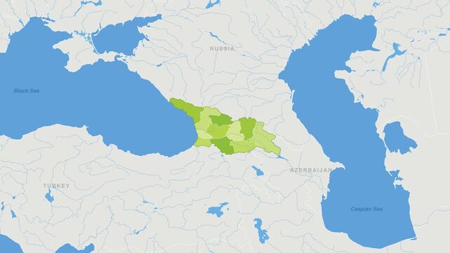 Georgia political map zoom animation over Western Asia 4K