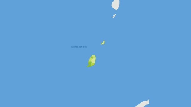 Grenada political map zoom animation over Caribbean 4K