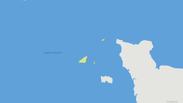 Guernsey political map zoom animation over Northern Europe 4K