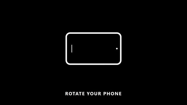 Minimalist White Smartphone Icon Rotating from Portrait to Landscape with Rotate Your Phone Text