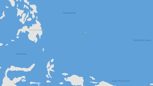Palau political map zoom animation over Micronesia 4K
