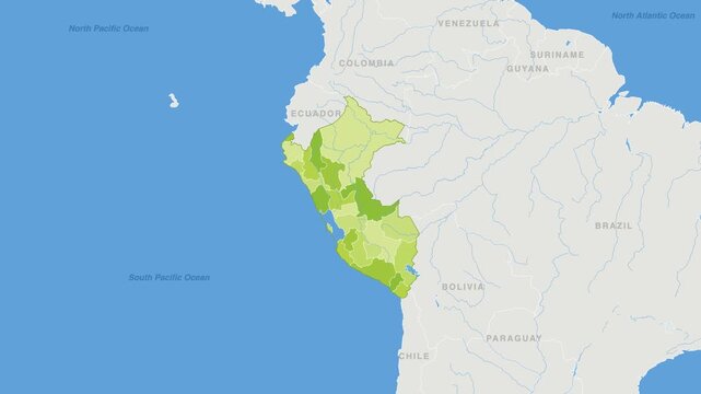 Peru political map zoom animation over South America 4K