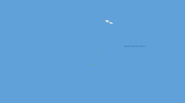 Tonga political map zoom animation over Polynesia 4K