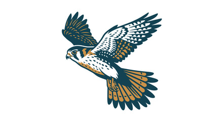 Obraz premium Stylized Falcon Vector Illustration in Retro Linocut Style