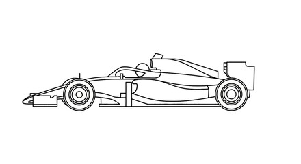 Obraz premium Formula 1 Race Car Silhouette - Side View, Isolated Line Art Illustration