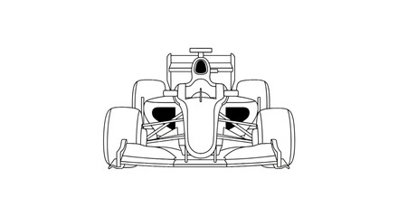 Obraz premium Formula 1 Racing Car Outline Front View Isolated on Transparent Background