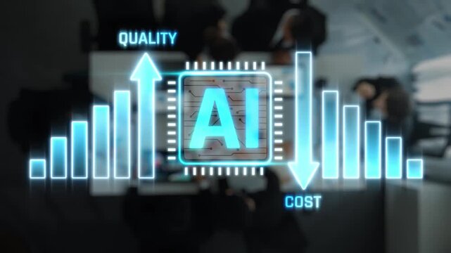 Visual Representation of AI Impact on Quality and Cost Metrics in Business Environment for Stock Photo Use Sigmoid