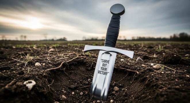 New Gleaming Sharp Sword Blade in Earth