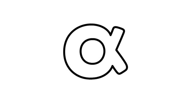 Greek letter alpha symbol, outline, isolated on transparent background