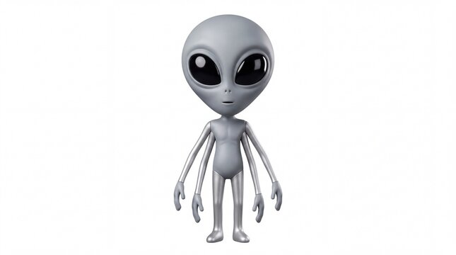 Retro alien character with four arms standing on white background