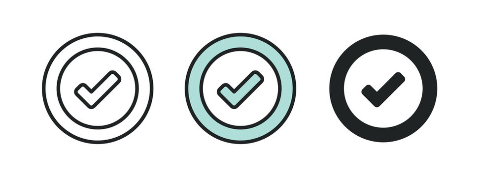Checkmark line and solid icon. Multi series icon. Web minimal icon