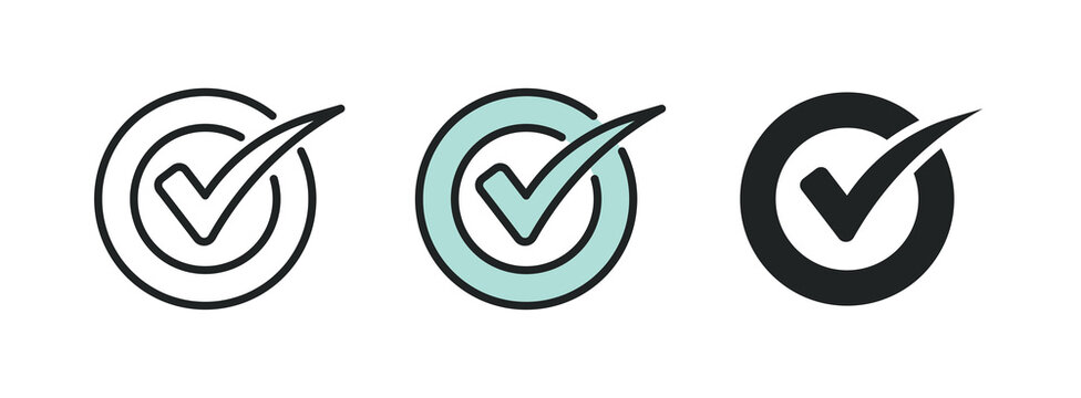 Checkmark line and solid icon. Multi series icon. Web minimal icon