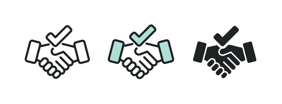 Agreement line and solid icon. Multi series icon. Web minimal icon