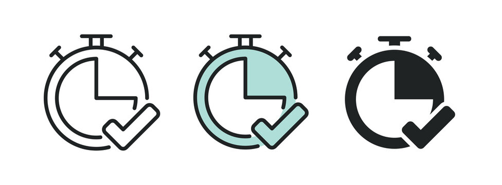 Stopwatch line and solid icon. Multi series icon. Web minimal icon