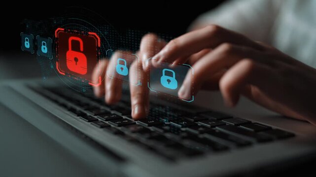 Digital security concept illustrating a cybersecurity breach, with a red unlocked padlock indicating data exposure among secure systems, emphasizing system vulnerability and risk Marrow