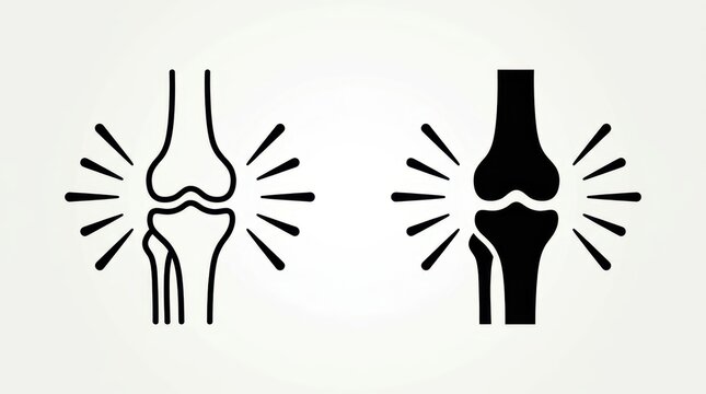 Knee Joint Pain Icons Set - Medical Orthopedic Illustration of Bone Inflammation and Arthritis Symptoms