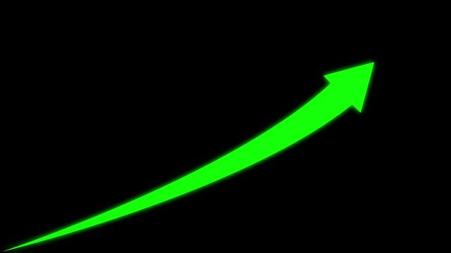 Animated green financial growth arrow loop indicating business success, stock market upward trend, and corporate revenue increase in 4K