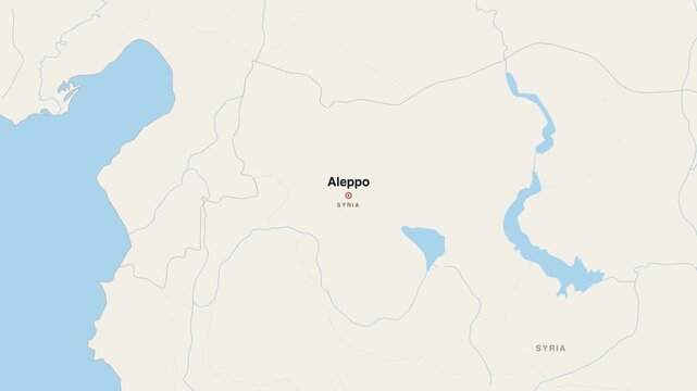 Aleppo Syria city map zoom animation 4K