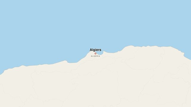 Algiers Algeria city map zoom animation 4K