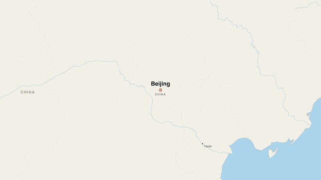 Beijing China city map zoom animation 4K