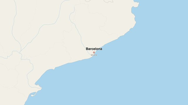 Barcelona Spain city map zoom animation 4K