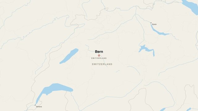 Bern Switzerland city map zoom animation 4K