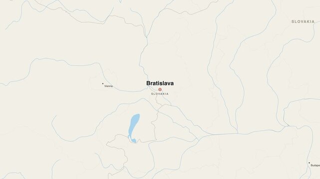 Bratislava Slovakia city map zoom animation 4K