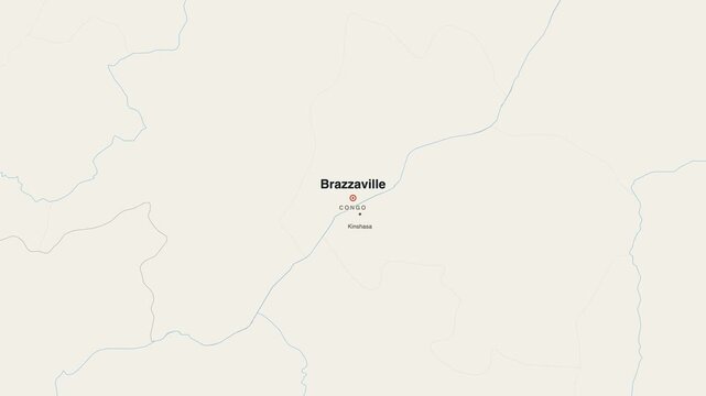 Brazzaville Congo city map zoom animation 4K