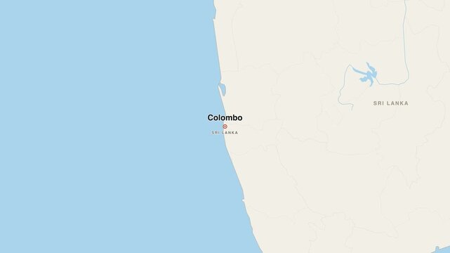 Colombo Sri Lanka city map zoom animation 4K