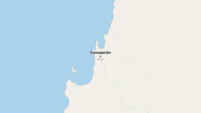 Concepci&oacute;n Chile city map zoom animation 4K