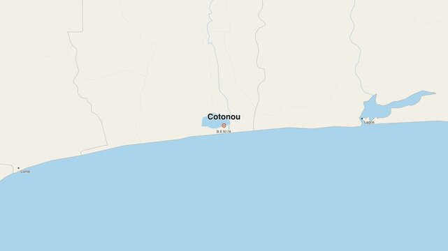 Cotonou Benin city map zoom animation 4K