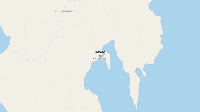 Davao Philippines city map zoom animation 4K