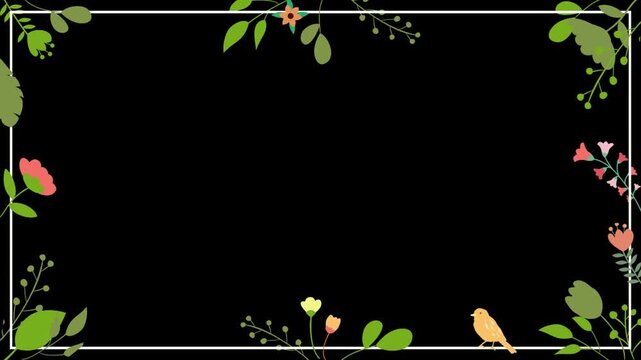floral frame with butterflies