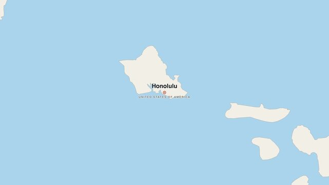 Honolulu United States Of America city map zoom animation 4K