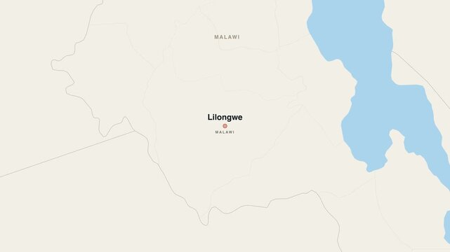 Lilongwe Malawi city map zoom animation 4K