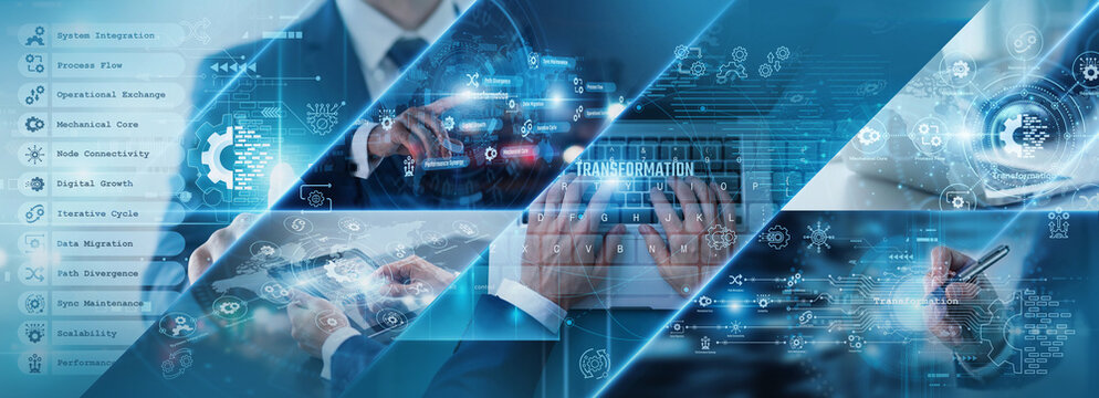 Corporate structural evolution. Enterprise leaders implementing modern digital practices and reorganizing entire departmental workflows across the global business network. Strategic progress.