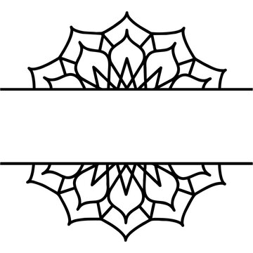 Black split mandala frame with central text placeholder