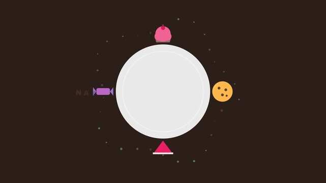 National Dessert Month Typography Animation with Flat Sweet Icons on a Minimalist Plate Background