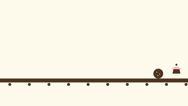 Minimalist National Dessert Month Animation Featuring Sweet Treats on a Conveyor Belt Background