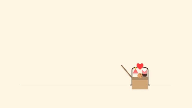 Dessert Month Animation Concept for Sweet Deals Delivery Featuring Ice Cream and Cookies in a Box