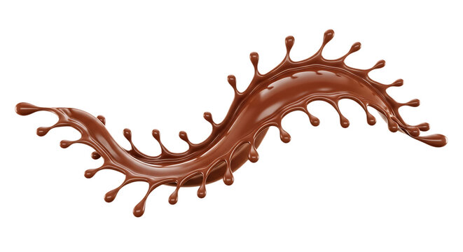 3d brown liquid drips and splashes in dynamic wavy motion isolated on transparent background