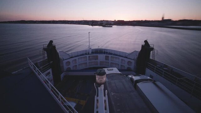 Car Ferry Arriving at Helsingborg Terminal Timelapse