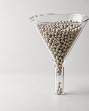 Transparent Funnel Filled With Beads at Narrow Bottleneck, Workflow Congestion Concept