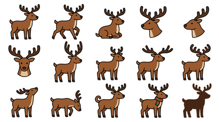 Obraz premium Cute reindeer collection featuring a festive christmas vector element bundle for holiday design projects and seasonal graphics